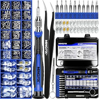 Eyeglass Sunglass Repair Kit,MINGFIX Magnetic Eye Glasses Repairing Tool Kit with Assorted Screws,Nose Pads,Small Screwdriver Bit Set & Tweezer with Mini Travel Case for Glasses,Sunglasses and Others
