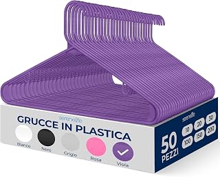 SereneLife Set of 50 Plastic Coat Hangers, Non-Slip Closet Crutches, Heavy Duty Hangers for Shirts, Sweaters, Sweaters, Children's Clothes and Clothes, Ultra-Thin Lightweight Coat Hangers