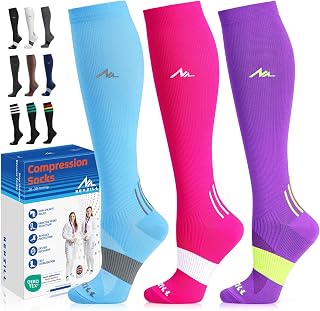 NEWZILL Compression Socks for Men and Women, 1 Pair Compression Socks 20-30 mmHg Graduated Support Stockings for Varicose Veins Edema Running Flight Sports Travel