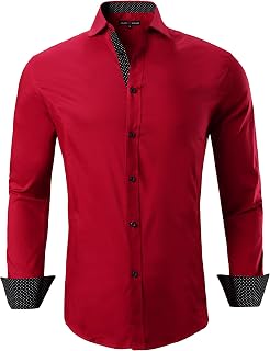 Alex Vando Men's Long Sleeve Shirt Regular Fit Elastic Business Shirt for Men