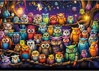 TangComplete Owl Family Puzzles for Adults 1000 Pieces, Puzzles with Letters on Back, Impossible Hard Difficult Challenging, Precise Interlocking Pieces, Home Wall Decoration & Ideal Gift