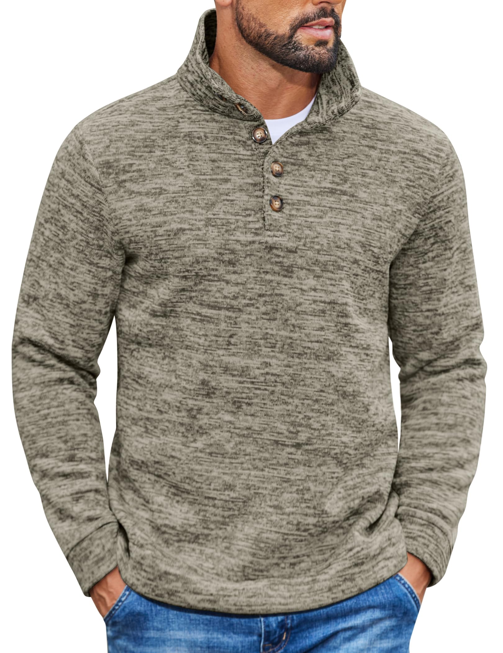 COOFANDY Felpa termica da uomo casual slim fit maglione lavorato a maglia