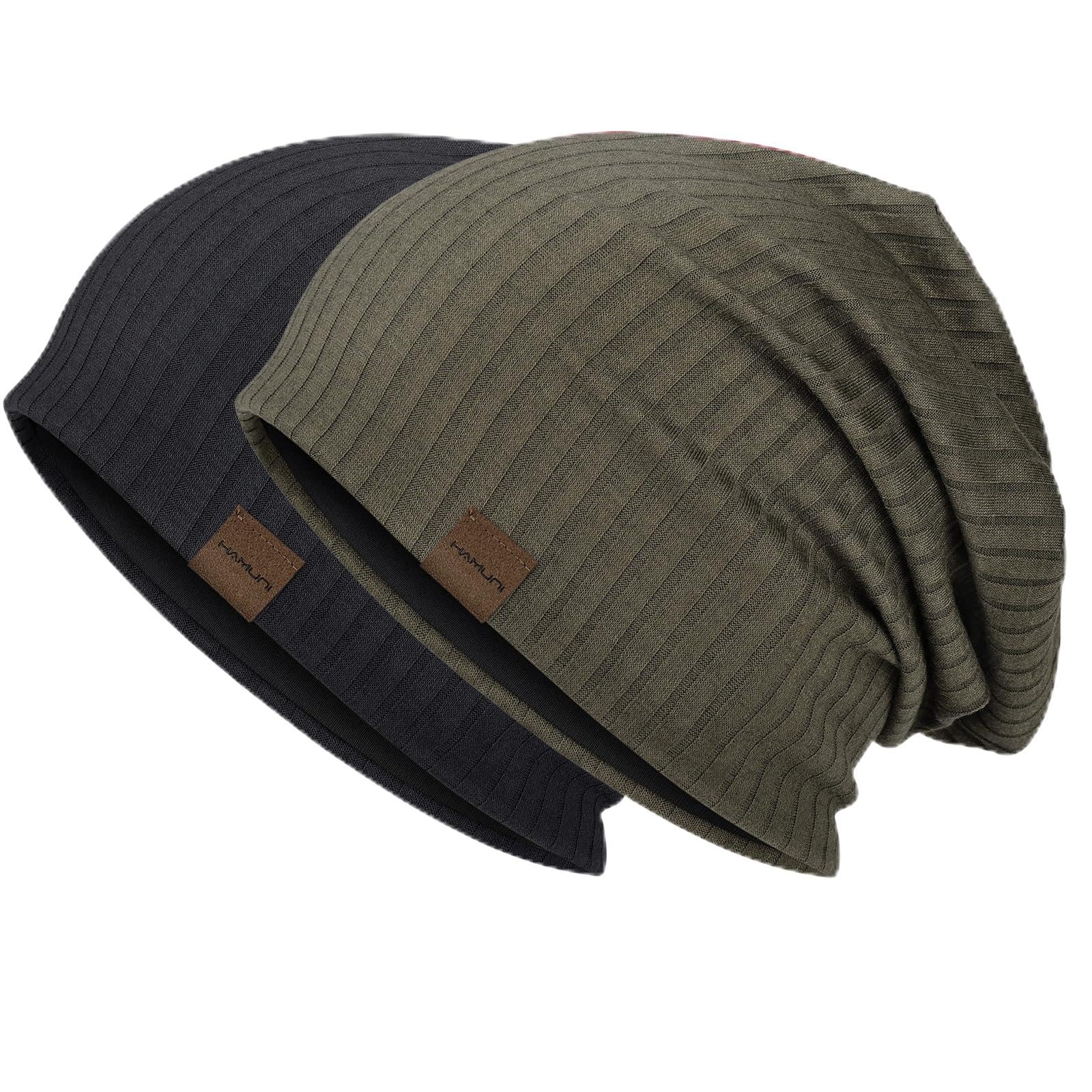 HAMUNI Slouchy Beanie for Men Women Soft Lightweight Chemo Headwear
