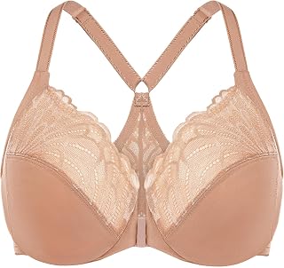 MELENECA Women's Racerback Lace Front Closure Bra