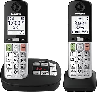 Panasonic KXTGU432CB Cordless Phone Talking Caller ID 2 Handsets, Black