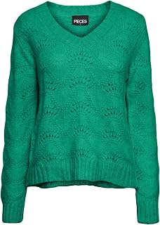 PIECES Pcbibbi LS Knit Noos BC-V-Neck Suter Pullover for Women