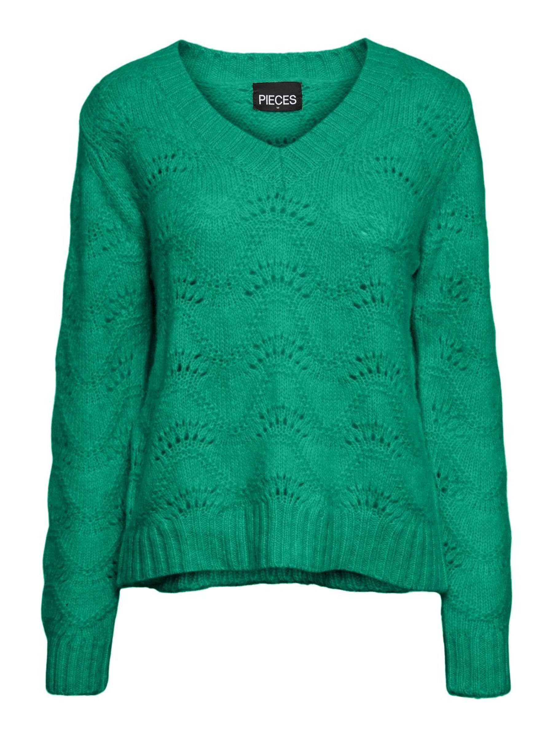 PIECES Pcbibbi LS Knit Noos BC-V-Neck Suter Pullover for Women