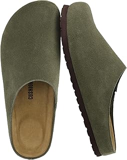 CUSHIONAIRE Heath - Zoccoli da uomo in vera pelle scamosciata con memory foam, comodi da infilare, da uomo