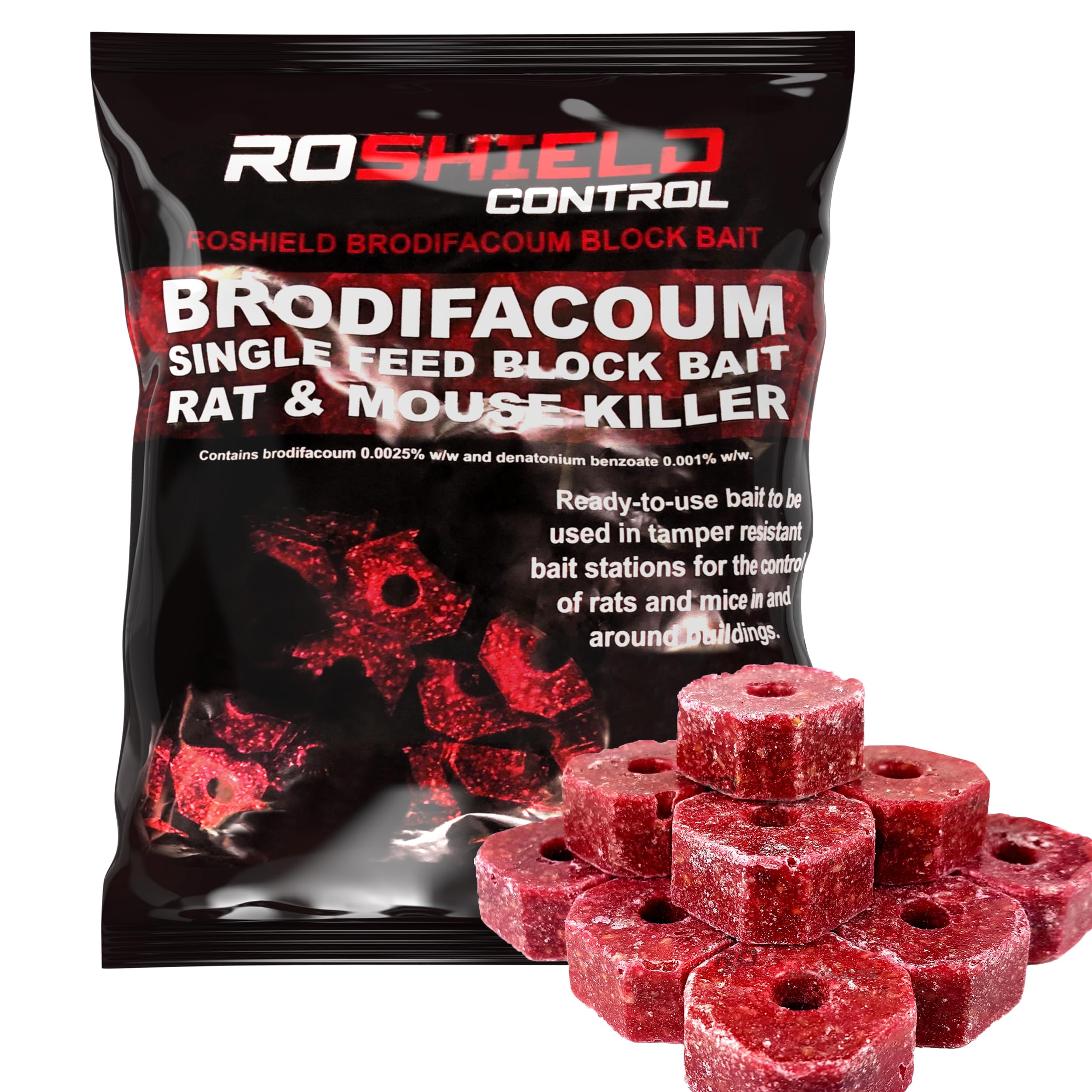 ROSHIELD Brodifacoum 300g (15x20) Maximum Strength Rat Poisoning, Mouse Poisonin