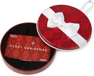 Amazon.ca $500 Gift Card in a Red Ornament Tin (Merry Christmas Card Design)