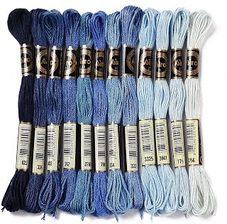 12 skeins of thread for friendship bracelets, blue embroidery thread, embroidery thread, string for bracelets, thread for cross stitch, craft string