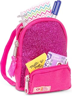 Our Generation School Smarts Doll School Bag Accessory Set, Pink, Fashion | 5-piece classroom accessory set with bag, marker, notebook, sticky notes, and library card for pretend play, 3+ Years