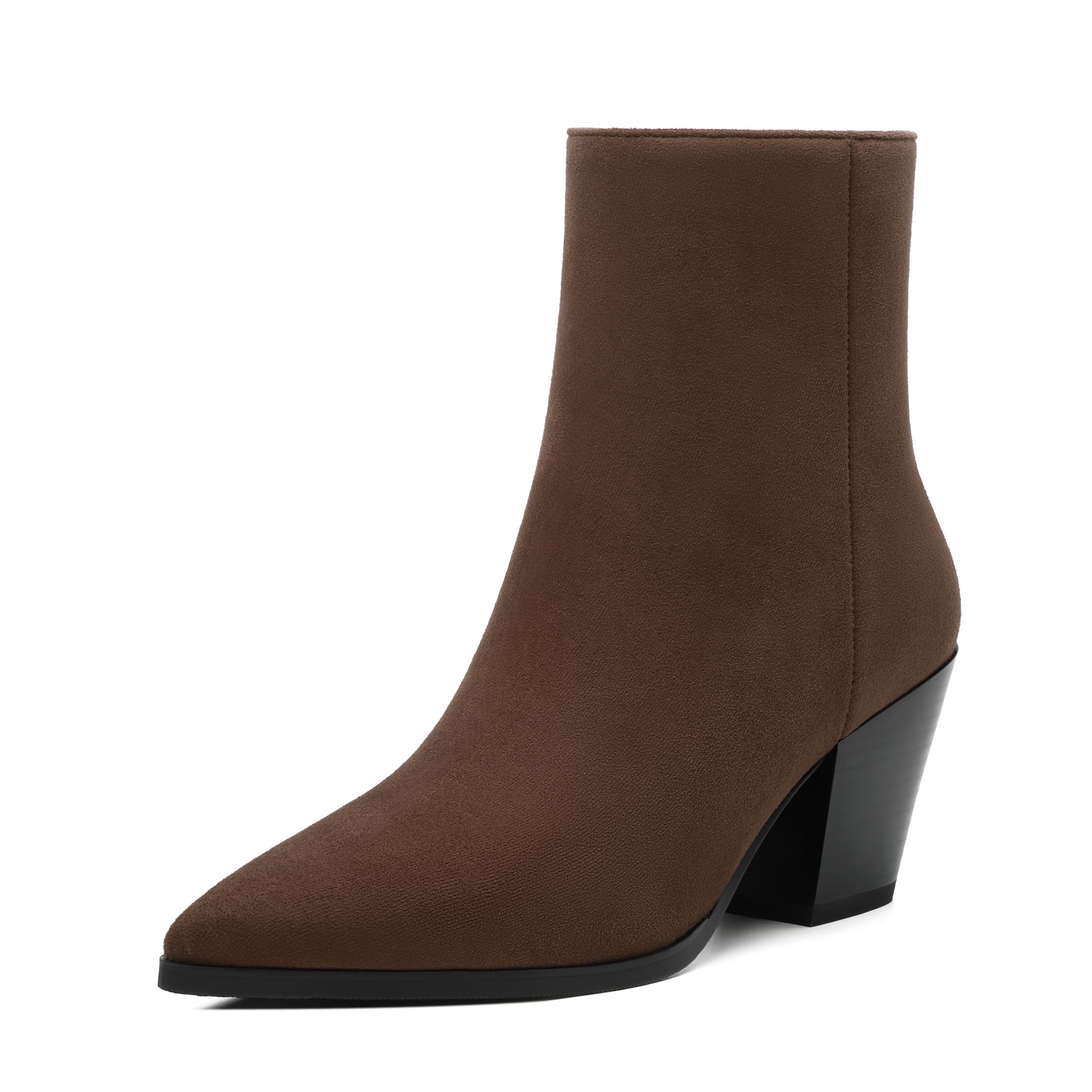 NUMALEO Womens Ankle Boots Chunky Low Heel Pointed Toe Heeled Booties