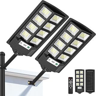 WYWNA Solar Lights Outdoor, 6000K LED Solar Lights Outdoor Waterproof, Solar Flood Lights Outdoor with Motion Sensor and Remote Control, Solar Street Light Dusk to Dawn 2-Pack