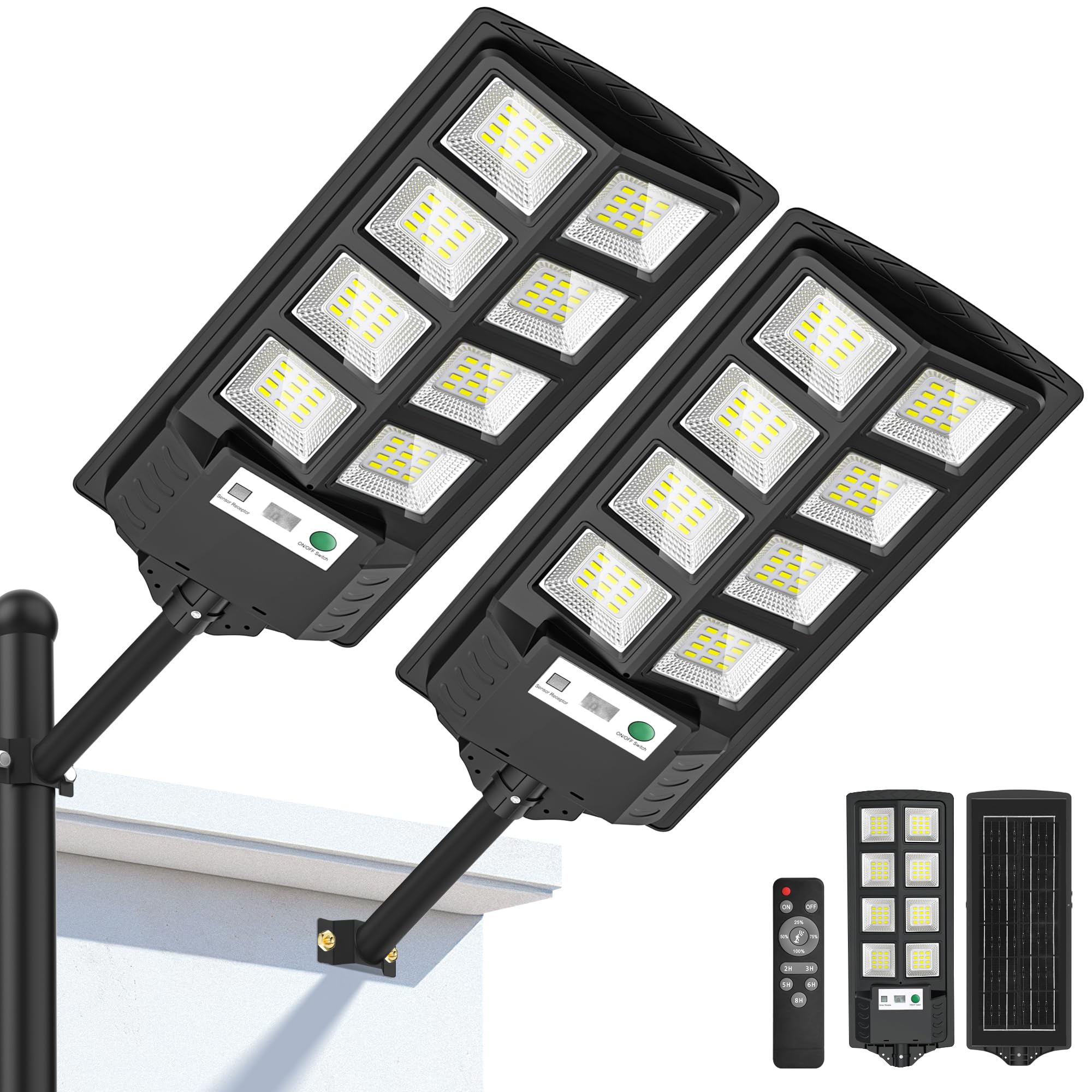 WYWNA Solar Lights Outdoor, 6000K LED Solar Lights Outdoor Waterproof, Solar Flo
