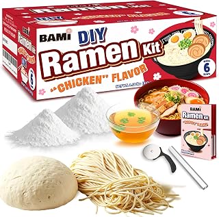 Ramen Kit DIY Japanese Fresh Ramen Noodles With Broth Chicken Flavor (makes 6 bowls) Ramen Gifts Cooking Kits For Adults