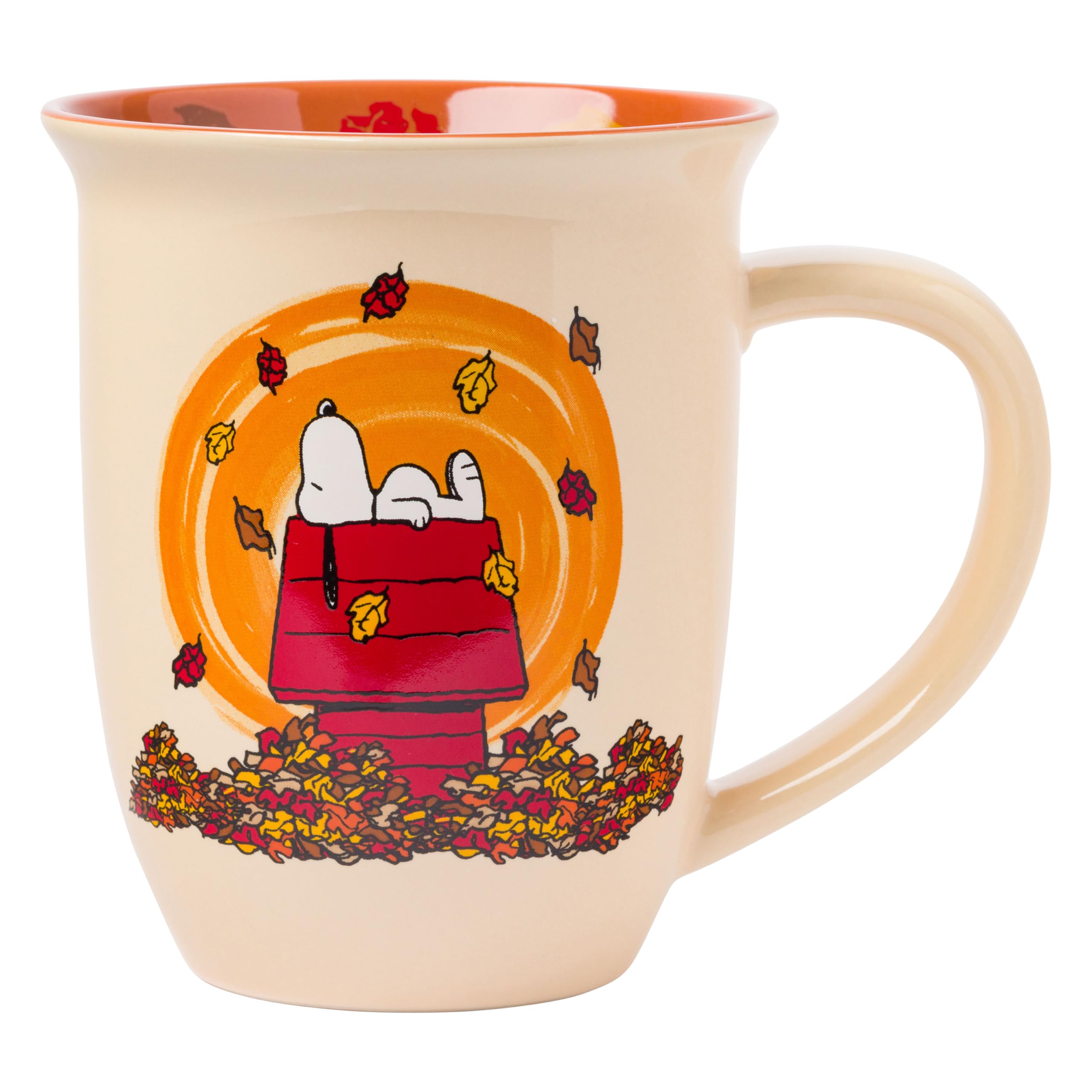 Silver Buffalo Peanuts Snoopy Fall Leaf, Wide Rim Ceramic Mug, 16oz | Leaves are