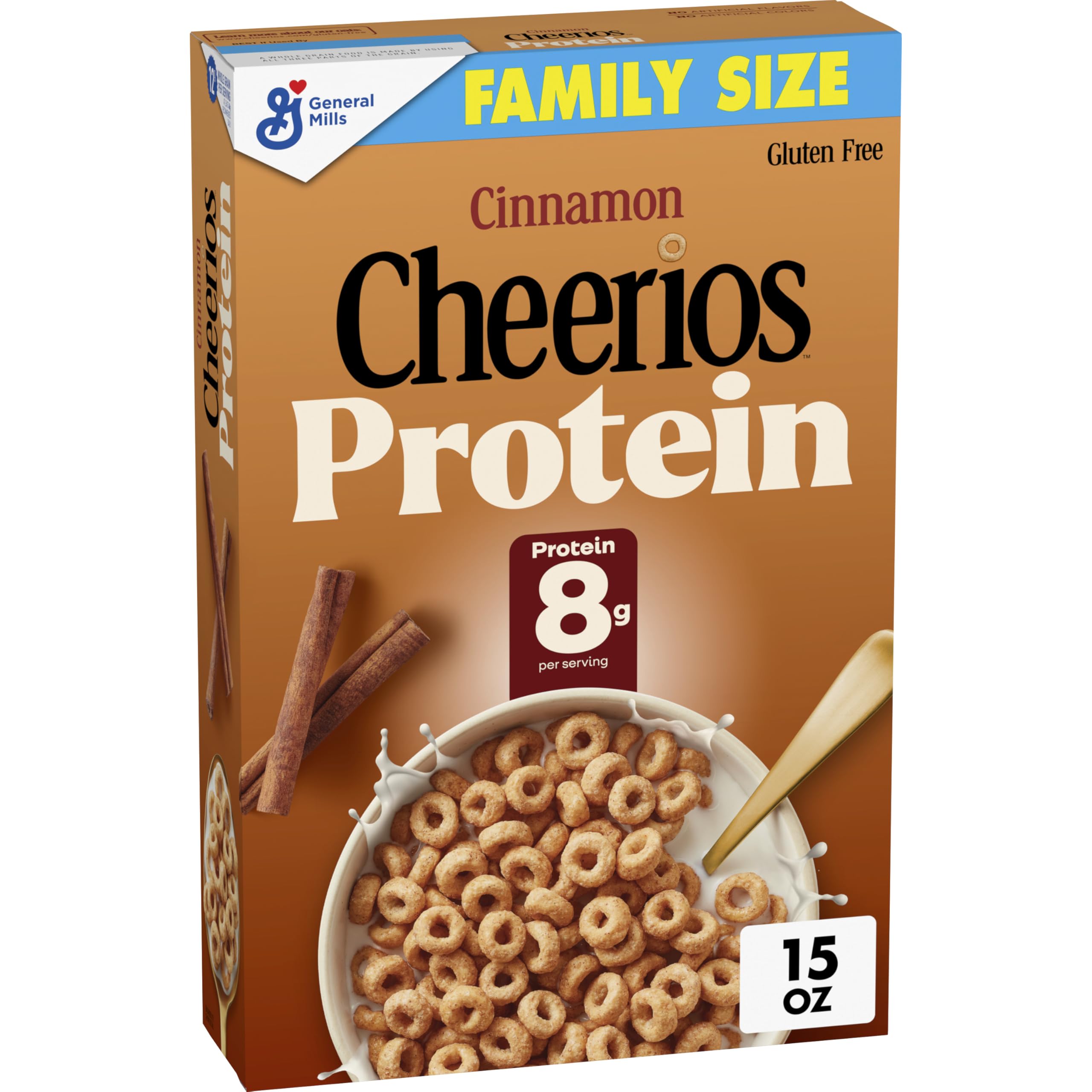 Cheerios Protein Cereal, Cinnamon, 8g Protein, Family Size, 15 oz | Oat & Pea Pr