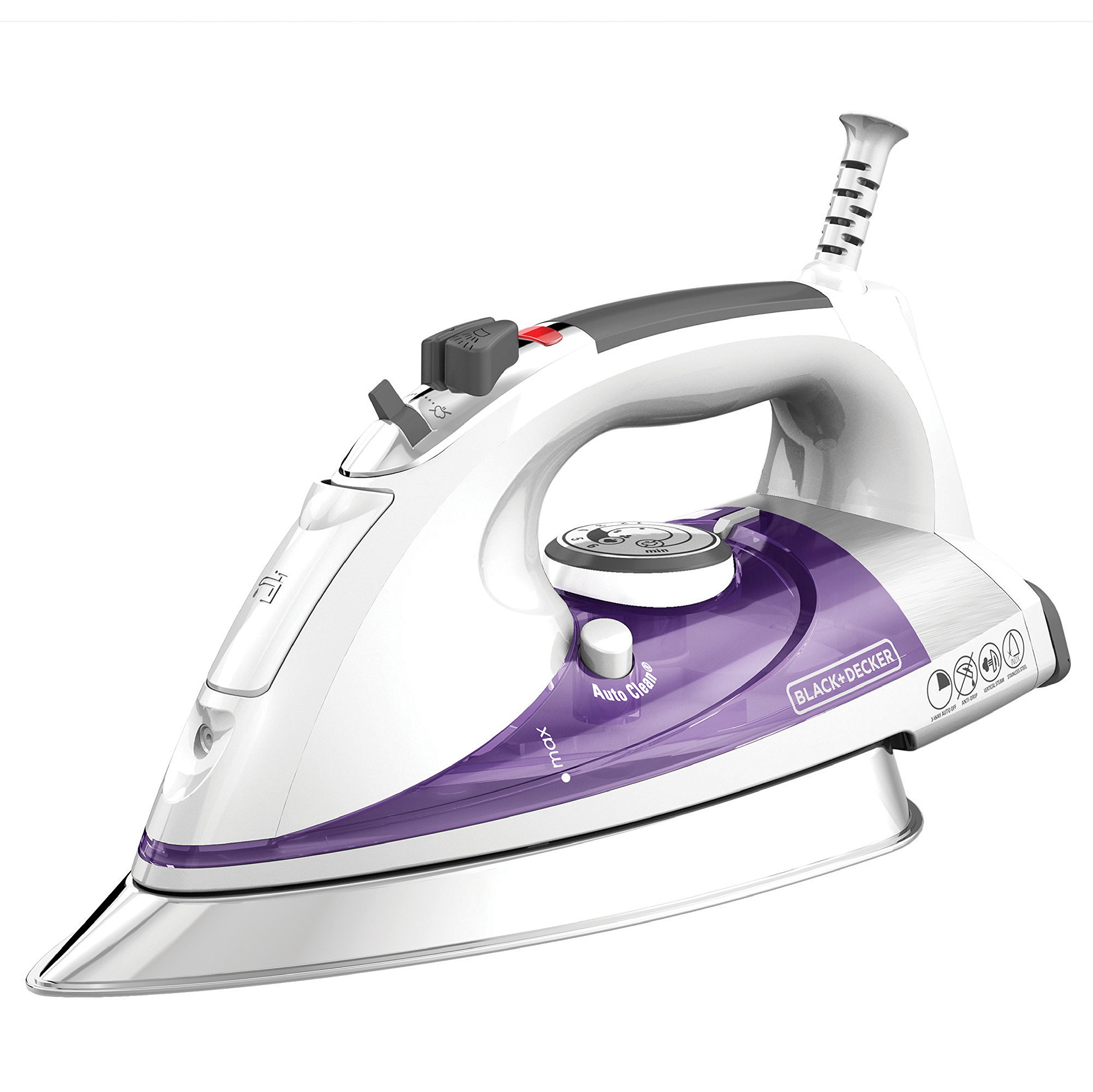 Black+Decker IR1350S Professional Steam Iron with Stainless Steel Soleplate and 