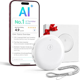 OHTEKBIU AI Language Translator Device, 165 Languages Real Time Two-Way Voice Translator, Wearable Pocket Portable Translator for Overseas Travel, Business Negotiation & Language Learning