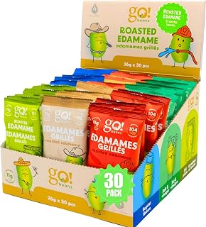 Go Beanz High Protein Edamame Snacks, 11g of Protein, 30 Count | Jimmy Sevigny Roasted Edamame, Variety Pack, Low Calorie, Healthy Snack for Kids & Adults, 0.9 oz