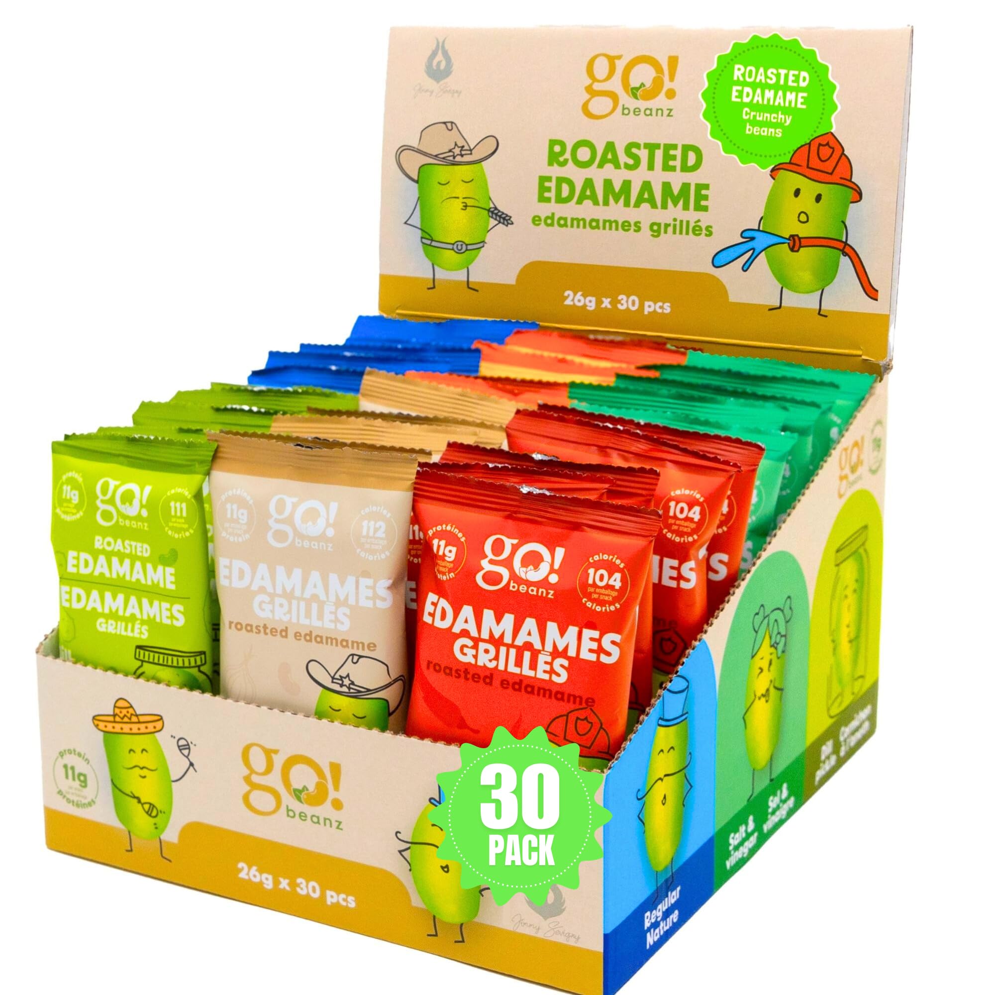 Go Beanz High Protein Edamame Snacks, 11g of Protein, 30 Count | Jimmy Sevigny R
