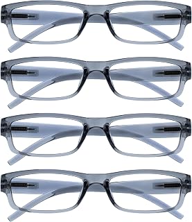 OPULIZE The Company Reading Glasses Gray Lightweight Comfortable Readers Value Pack 4 Designer Style Men Women UVR4PK032GR +1.00