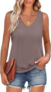 ANRABESS Women Tank Tops Summer V Neck Sleeveless Casual Loose Fit Cute Cami Basic T Shirts Solid Tees 2026 Trendy Outfits