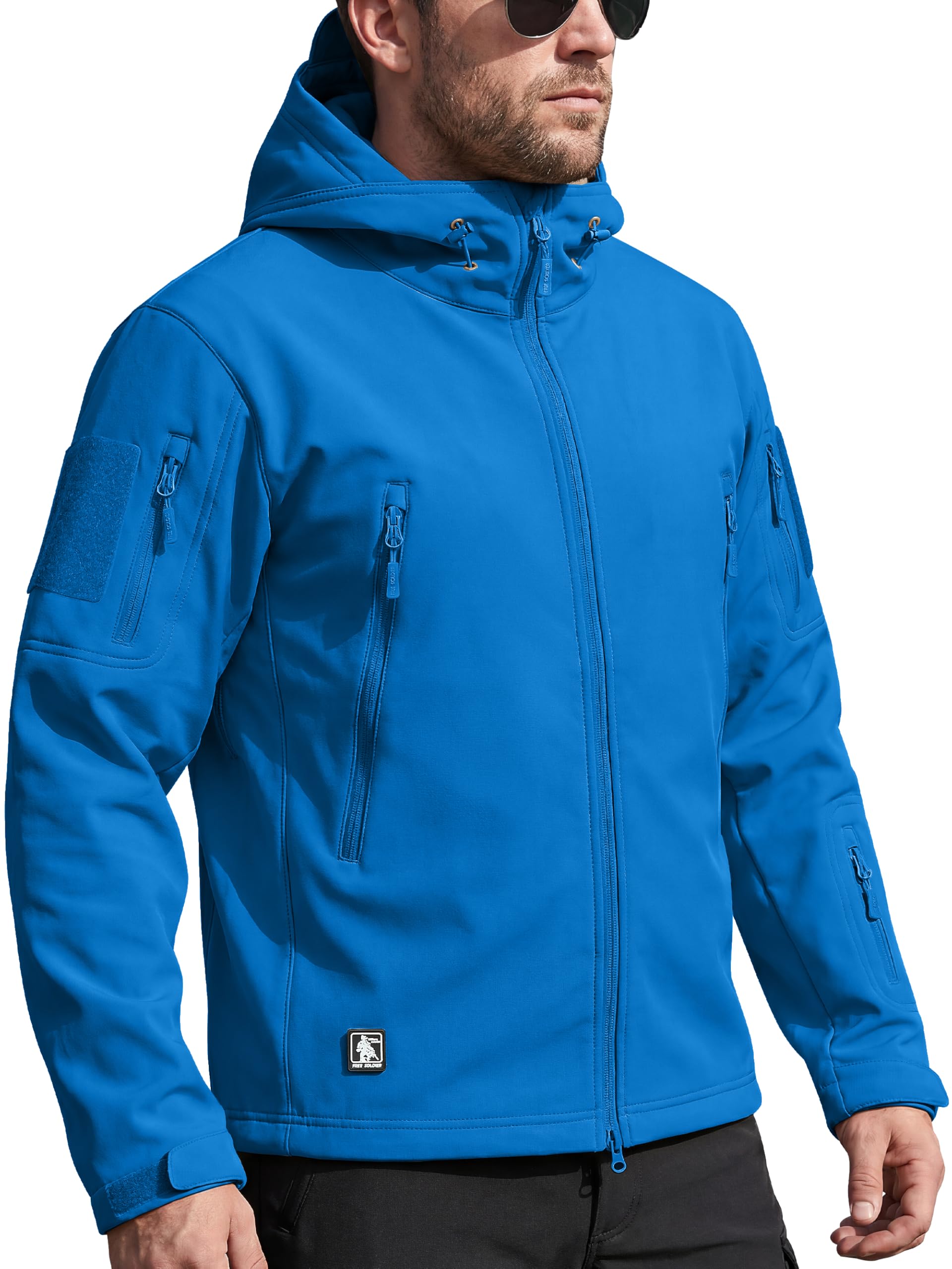 FREE SOLDIER Men's Softshell Jacket Military Softshell Jackets Outdoor Fleece Li