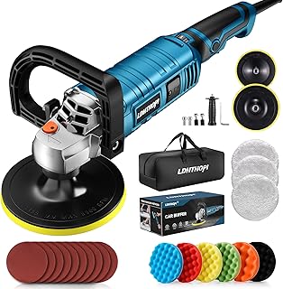 LDHTHOPI Buffer Polisher, 1600W 7 Inch/6 Inch Rotary Buffer Polisher Waxer, 7 Variable Speed 1000-3500 RPM, Detachable Handle for Car, Boat Sanding, Polishing, Waxing, 2026 Upgraded