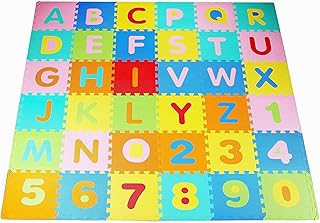 BalanceFrom Play Tile Mat 0.4 Inch Thick, EVA Interlocking Foam Floor | Tiles for Playroom, Nursery, or Playpen Flooring, Multi-Color, 12 in x 12 in x 0.4 in, 36 Sq Ft - 36 Tiles
