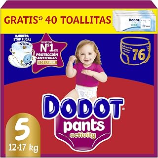 Dodot Diaper-Baby Brief Activity Size 5 (11-17 kg), 76 Diapers | 360° adjustment helps prevent leaks, extra soft and easy to put on and take off, full freedom of movement