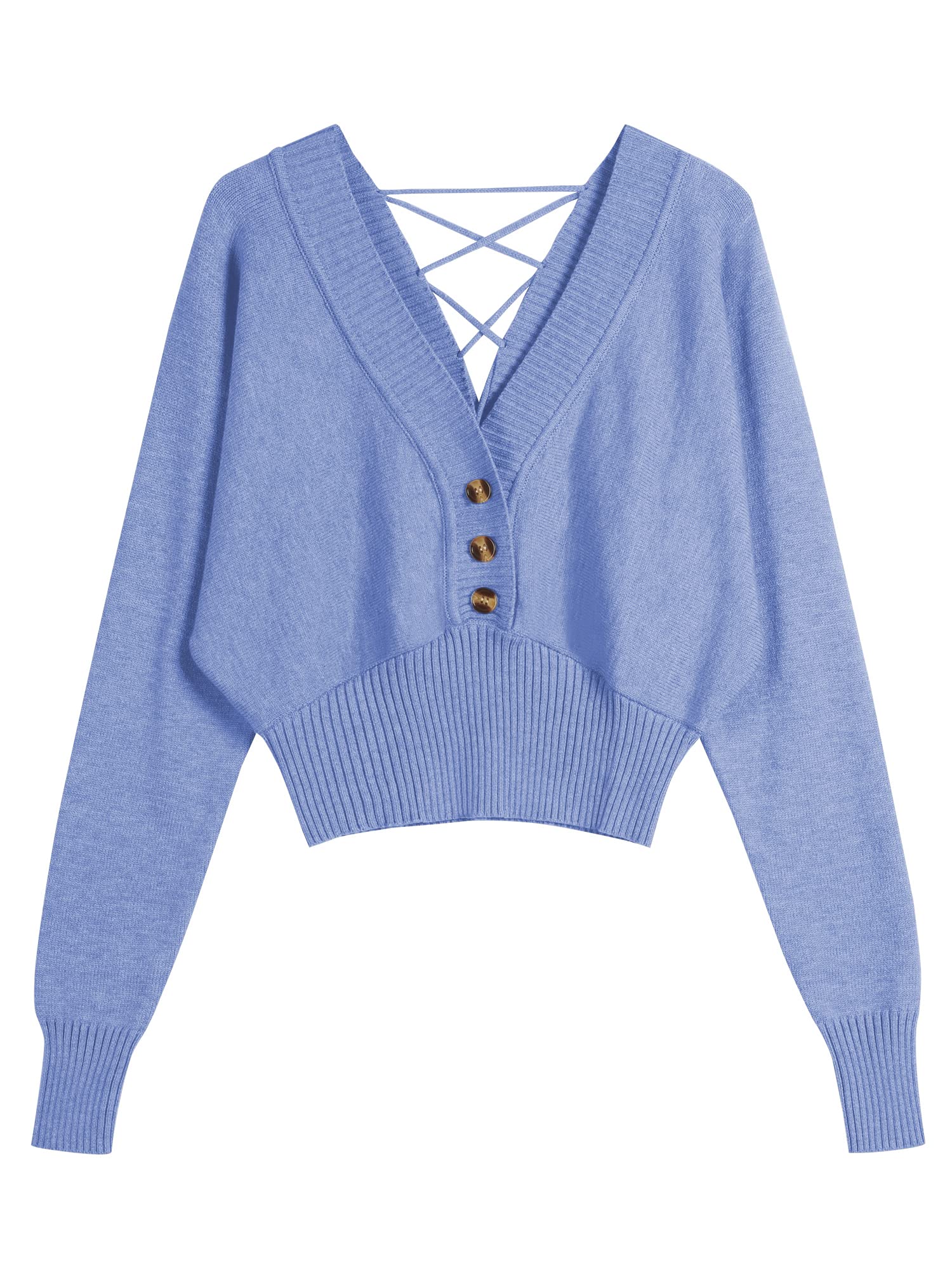 ZAFUL Women Off Shoulder Sweatshirt Batwing Ribbed Knit Crop Sweaters