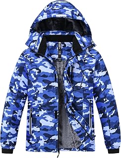 MoFiz Winter Jacket Boys Ski Jacket Warm Inner Lining Children's Outdoor Softshell Jackets Snow Jacket with Removable Hood