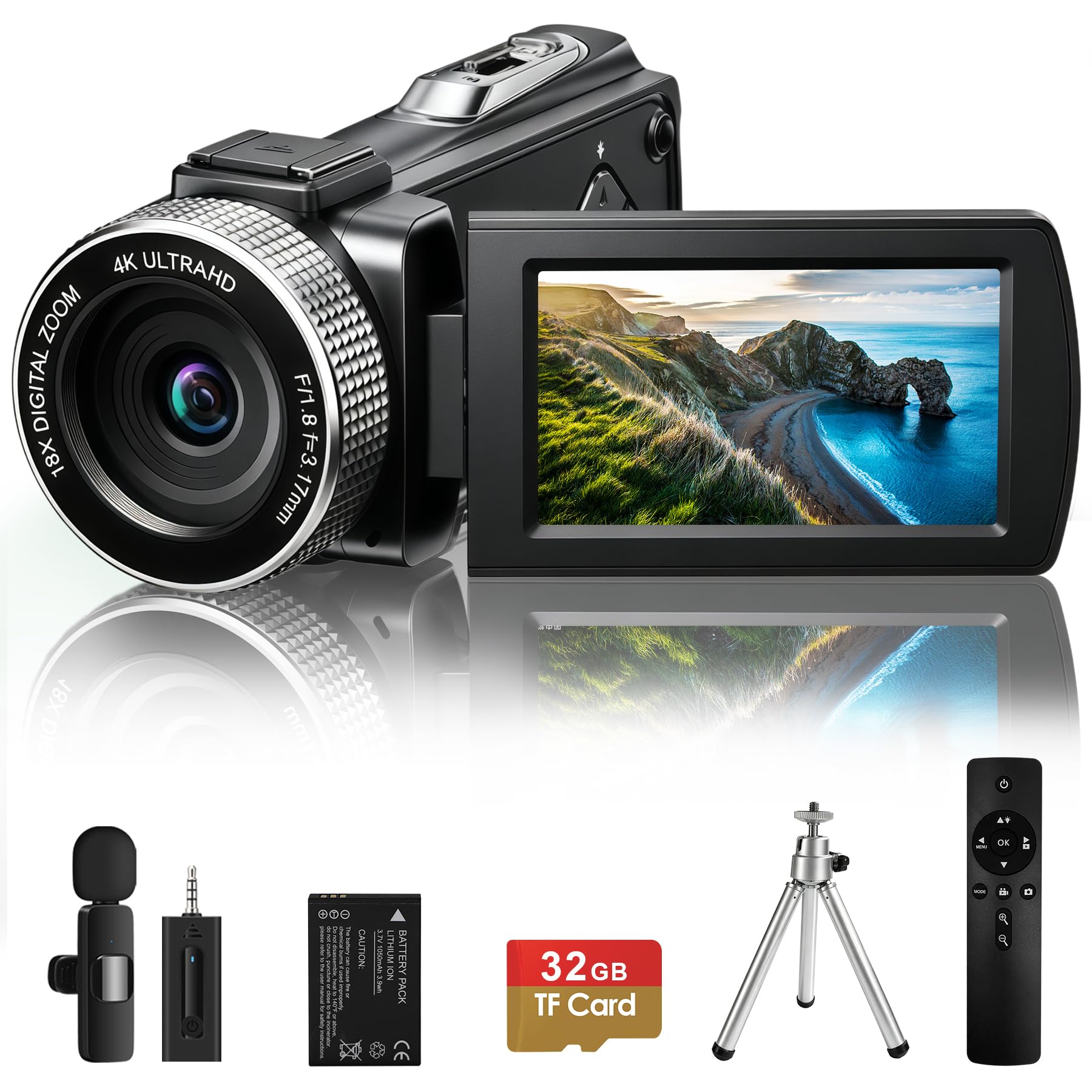 Rumyums 4K Ultra HD Camcorder, Video Camera with Auto/Manual/Fixed Focus, Wirele