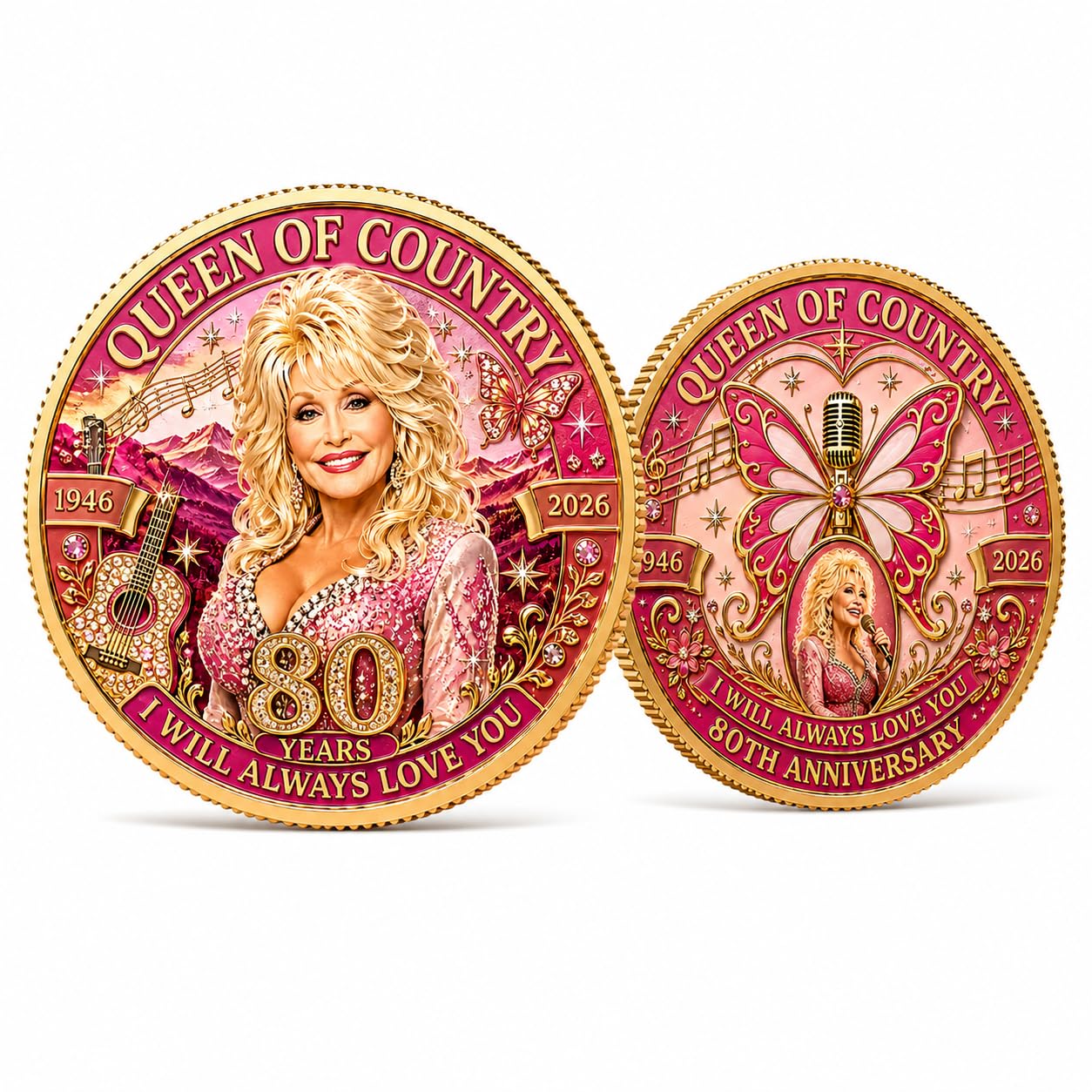 Dolly Memorial Novelty Collectible Coins, 80th Anniversary Keepsake Gift | Dolly