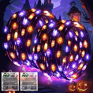 Lincentra 2 Pack Halloween Fairy Lights 5M 50LED Orange Purple | Halloween Decoration Lights with Timer, IP65 Waterproof String Lights for Autumn Party Decorations, Home, Xmas, Garden