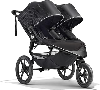 Baby Jogger® Summit X3 Double Jogging Stroller, Side by Side Double Stroller with Smooth Ride for Walking/Jogging, Compact Fold, All-Terrain Air Filled Tires, and All-Wheel Suspension, Midnight Black