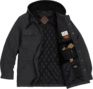 Legendary Whitetails Men's Polyfill Quilted Flannel Shirt Jacket with Hood