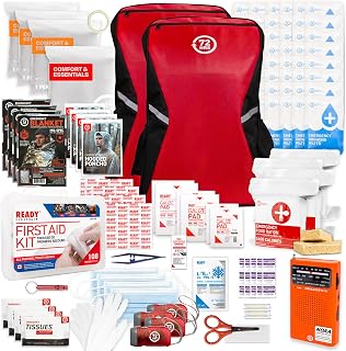 72HRS Essential Emergency Preparedness Kit 3 Day Survival Kit (4 Person-RD) | Emergency Kit Bug Out Bag Black Backpack for Earthquake, Hurricane, Tornado, Flood, Tsunami, Wildfire, Camping Essentials