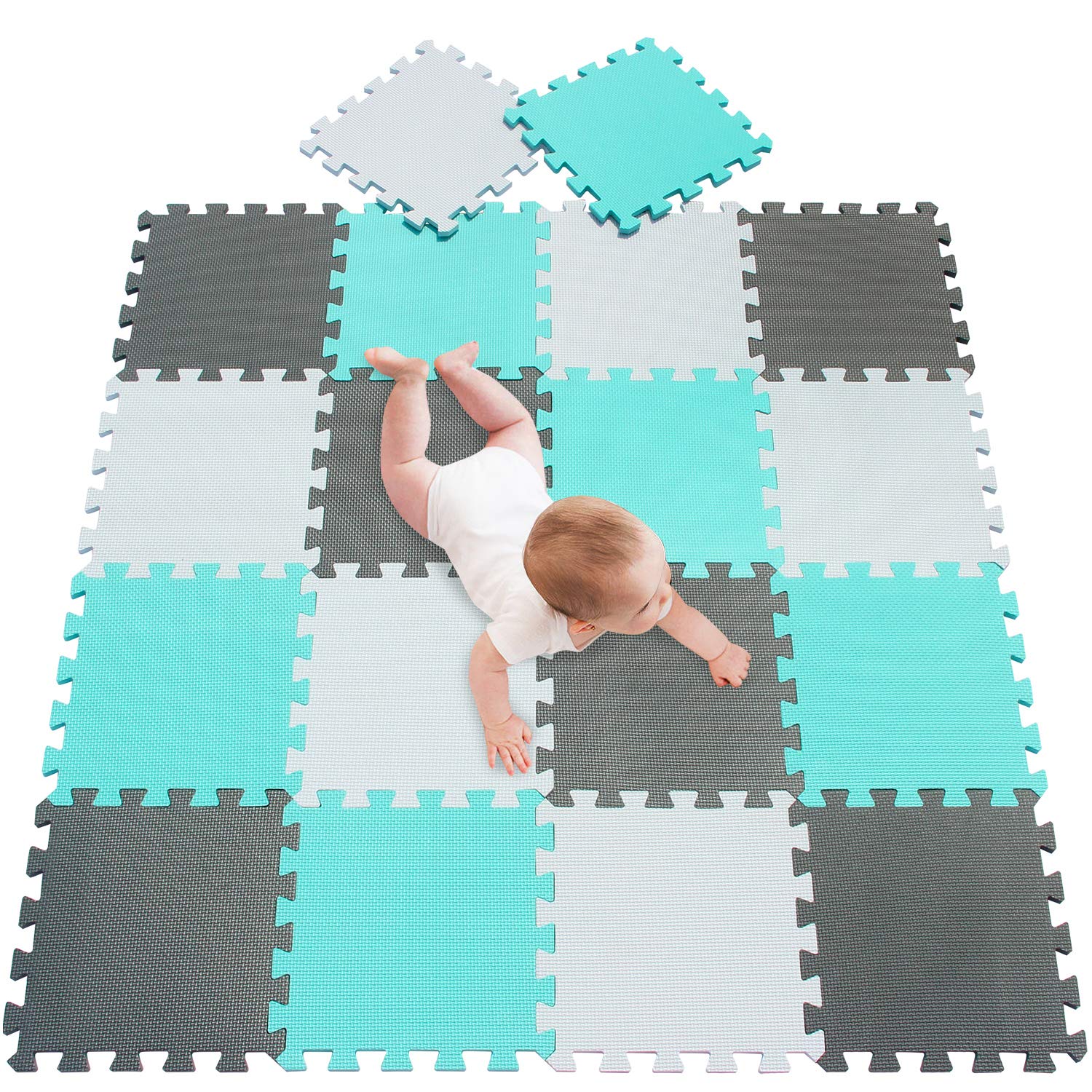 meiqicool Baby Play Mat with EVA Foam Interlocking Puzzle Solid Foam Play Mat fo