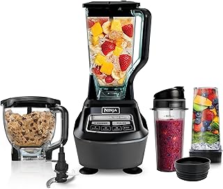 Ninja Kitchen System Pro, 1500W, 72oz Pitcher, 8-Cup, Black, BL770 | 1500W all-in-one blends smoothies, processes salsa & dough. 72-oz pitcher, 8-cup processor bowl, (2) 16-oz cups.