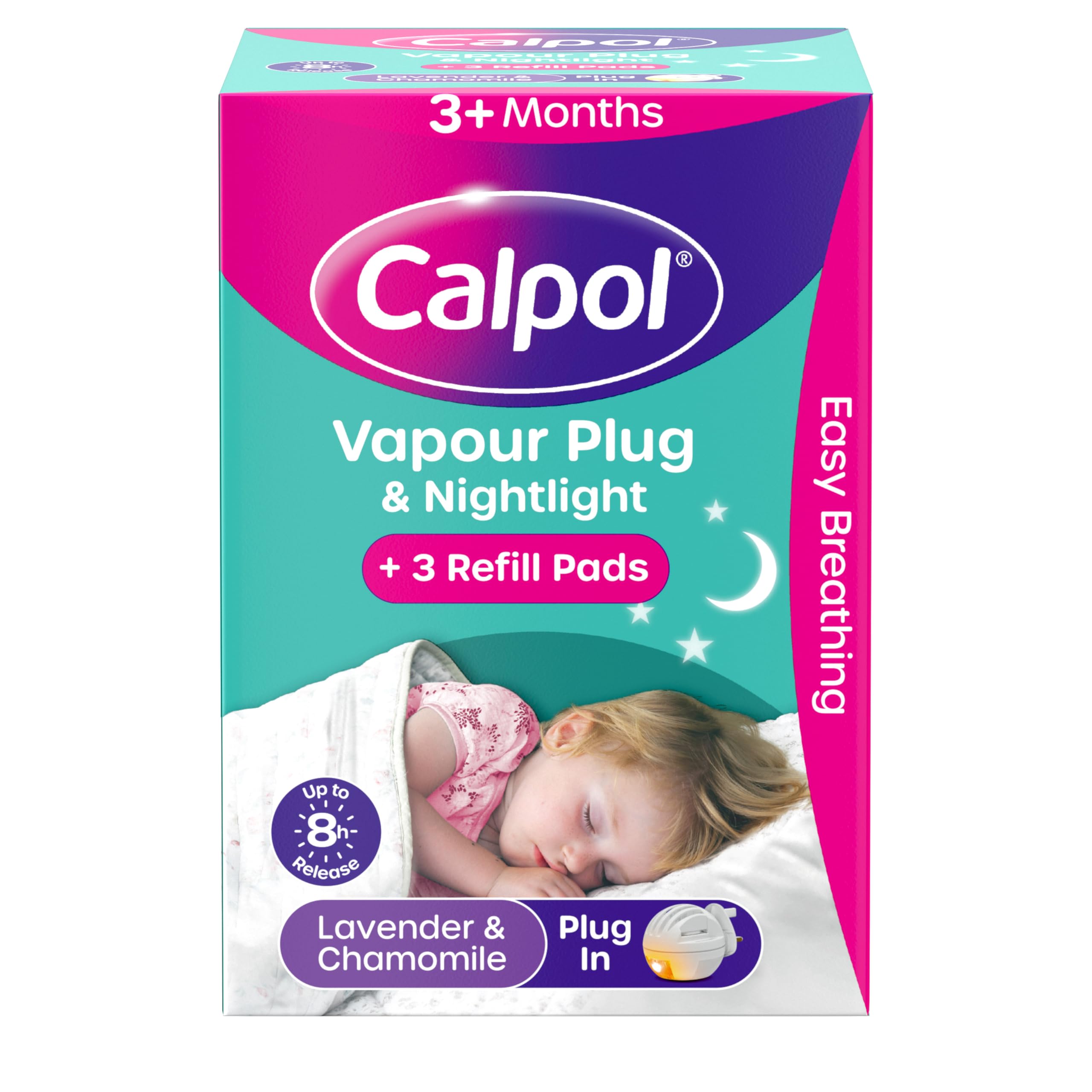Calpol Vapour Plug In Nightlight & 3 Refill Pads | Helps Ease Breathing, Night-T