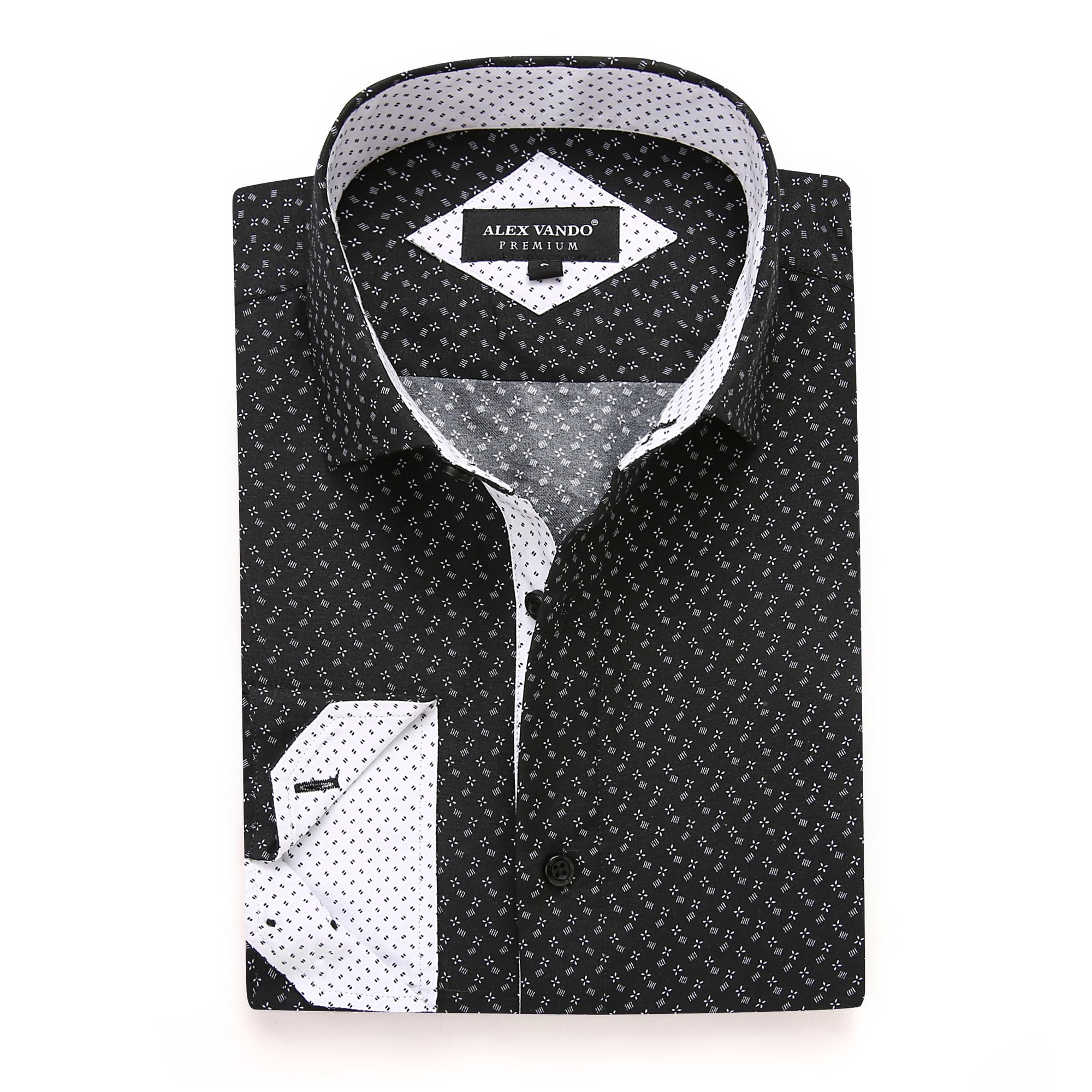 Alex Vando Mens Printed Dress Shirts Long Sleeve Regular Fit Button Down Shirt