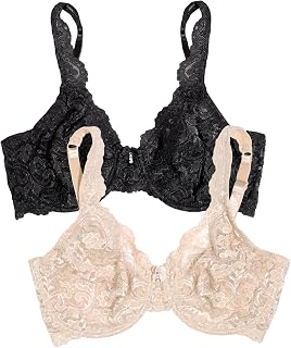 Smart & Sexy Women's Signature Lace Underwired Unlined Bra Available in Single and 2 Packs, Black shade/in colour buff, 85C