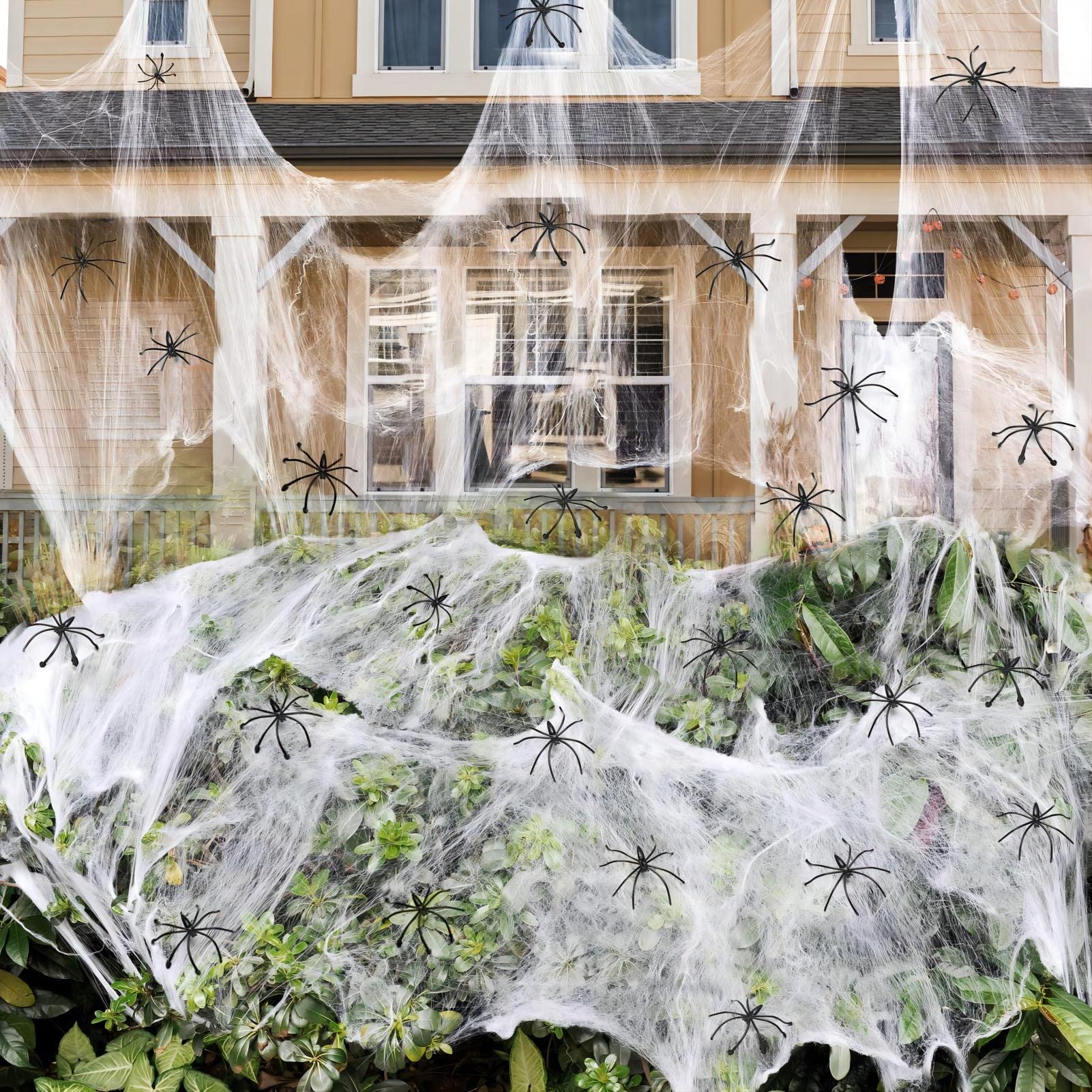 ZPISF 1400 sqft Halloween Spider Webs Decorations with 150 Extra Fake Spiders, S