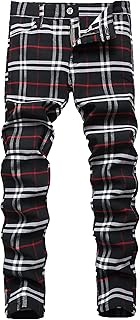 NOVOCCT Plaid Panst Men's Stretch Slim Casual Work Trousers Chino Trousers