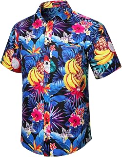 Hawaiian Shirt for Men Casual Summer Short Sleeve Beach Vacation Aloha Hawaii Button Down Shirt Holiday