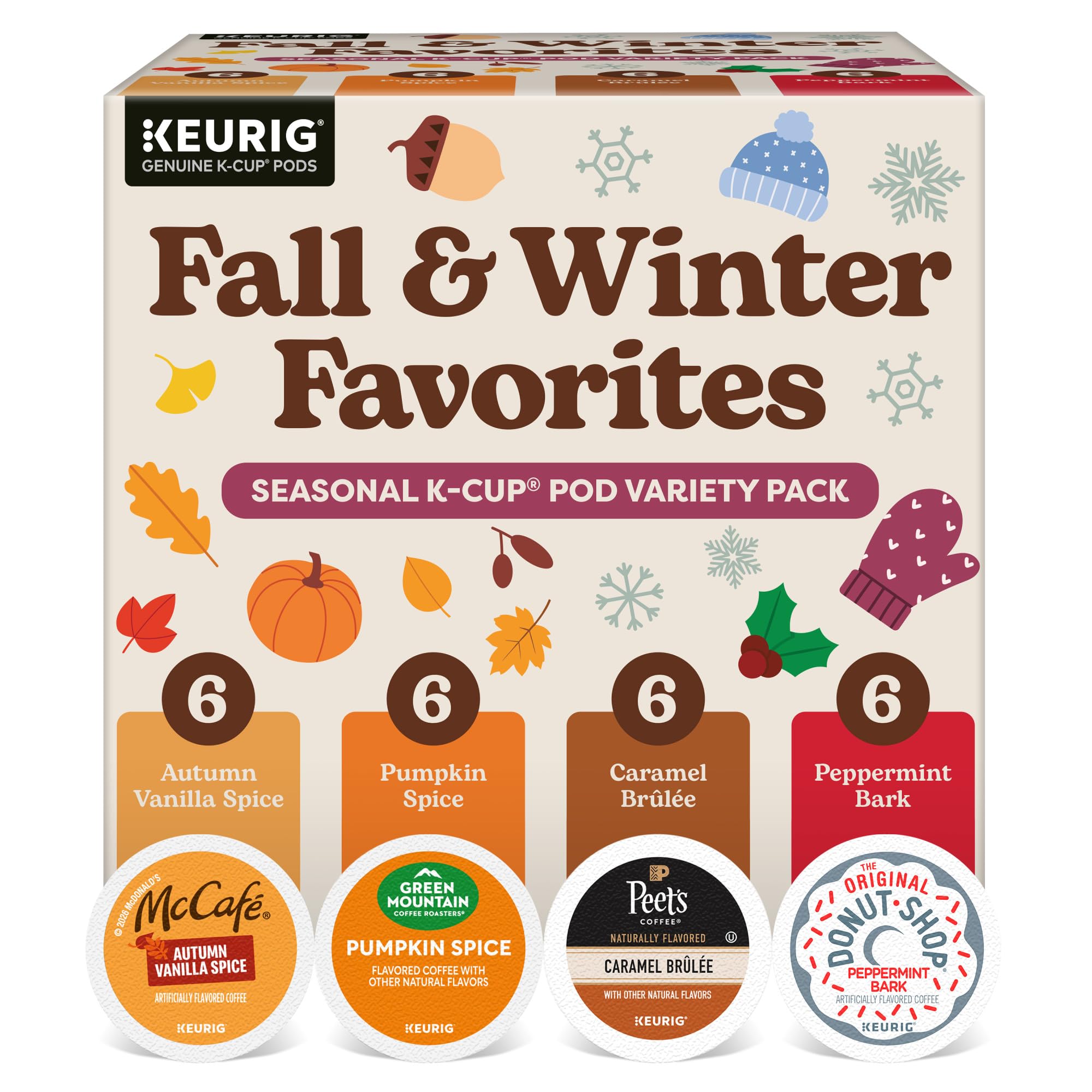 Keurig Fall and Winter Favorites Seasonal K-Cup Pod Variety Pack, 24 Count