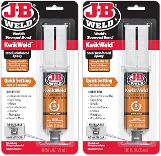 J-B Weld 6 Minute Set Epoxy KwikWeld, High Strength, Waterproof, 2 Pack, Dark Grey, 50176-2